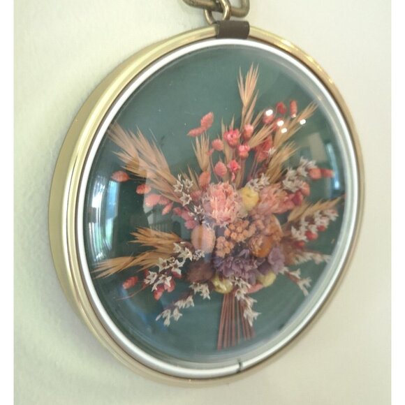 Vtg By Cideart Dry Floral Domed Shape Miniature Hanging Hand Made In Belgium - Picture 4 of 8